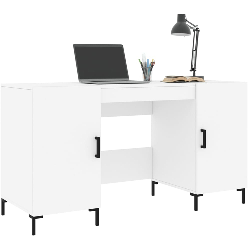 vidaXL 2 Door Computer Desk White Image 3