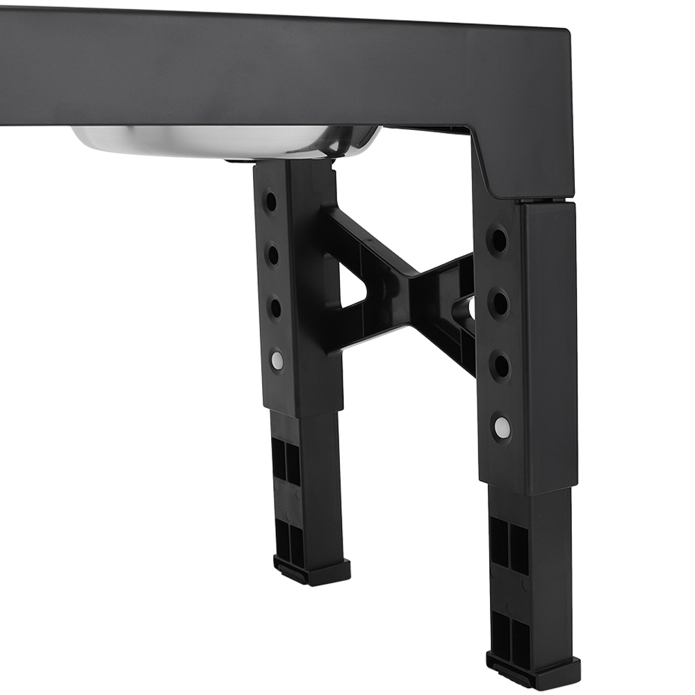 H&O Direct Stainless Steel Height Adjustable Elevated Double Bowl Pet Feeder Image 5