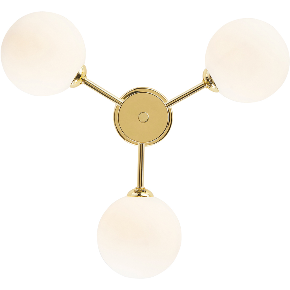 Happy Homewares Polished Gold Ceiling Light with Opal White Globe Glass Shade Image 3