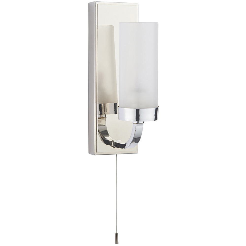 Merano Fano Chrome and Frosted Glass Bathroom Wall Lamp Image 1