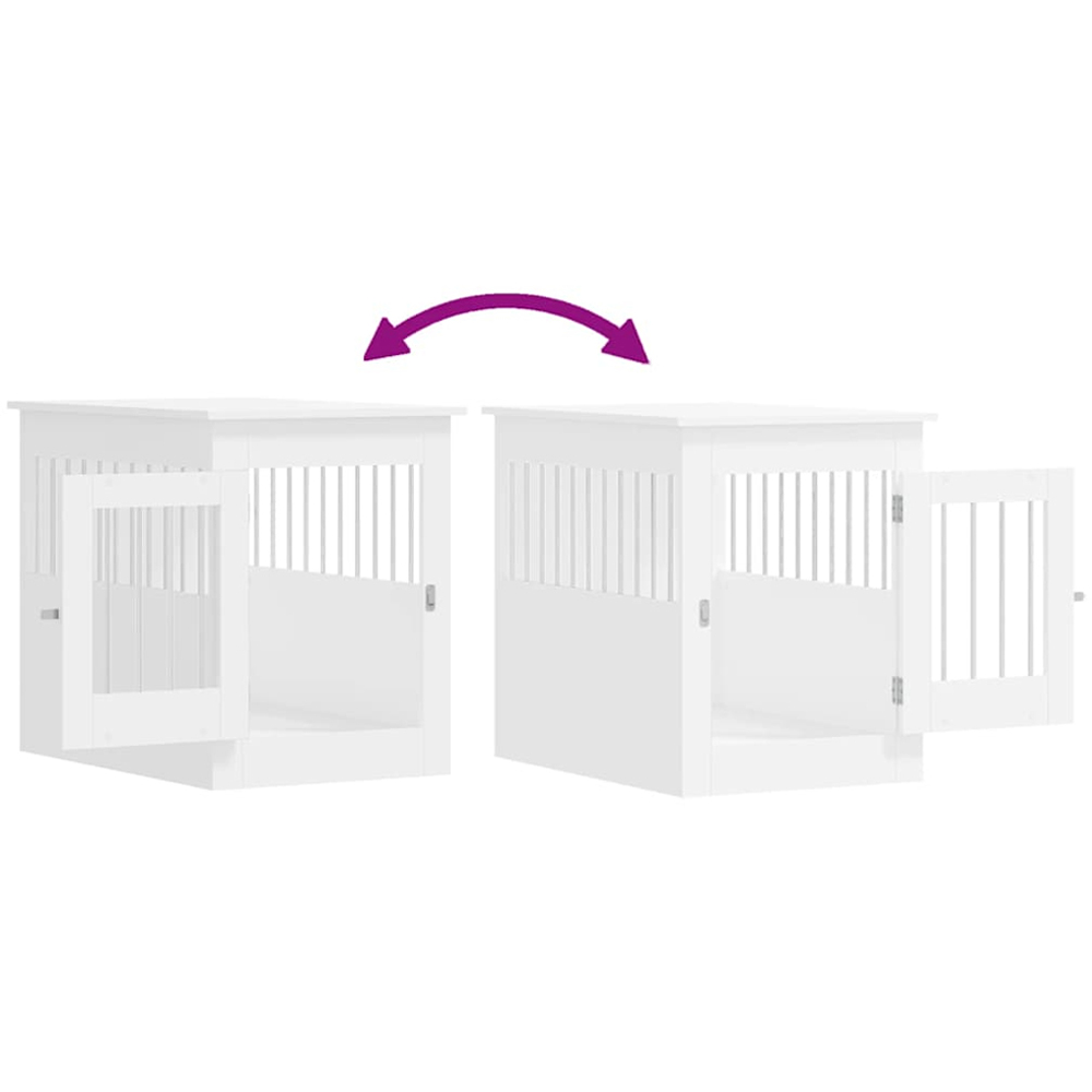 vidaXL White Processed Wood Dog Crate Furniture 55 x 80 x 68cm Image 9