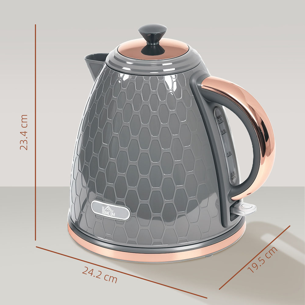 HOMCOM 800-206V70GY Grey 1.7L Fast Boil Electric Kettle 3kW Image 9