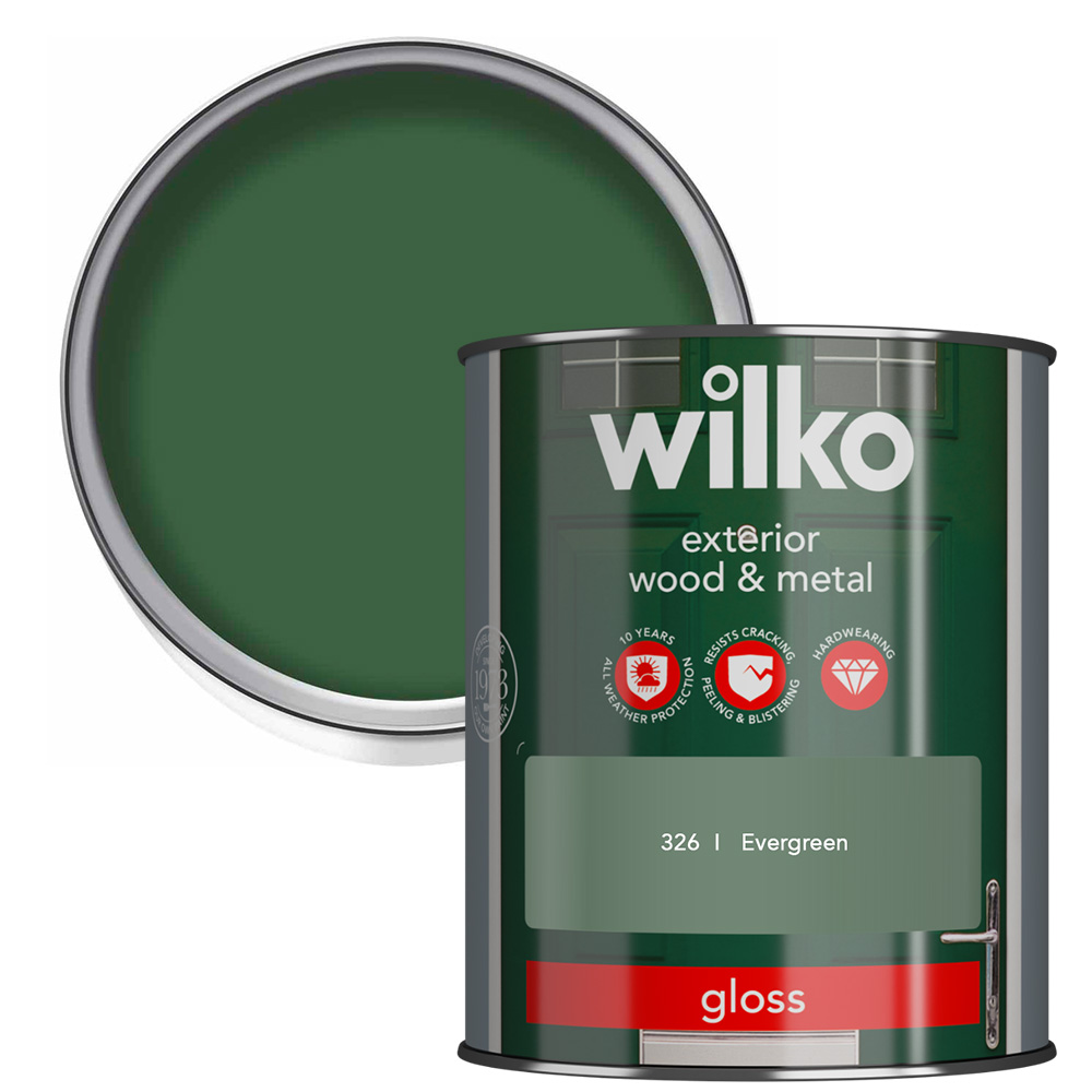 Wilko Evergreen Gloss Exterior Paint 750ml Image 1