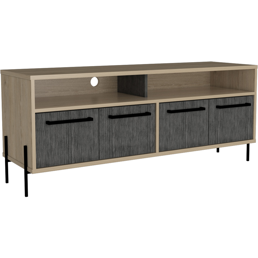 Core Products Harvard 4 Door Washed Oak and Carbon Grey Wide Screen TV Unit Image 2