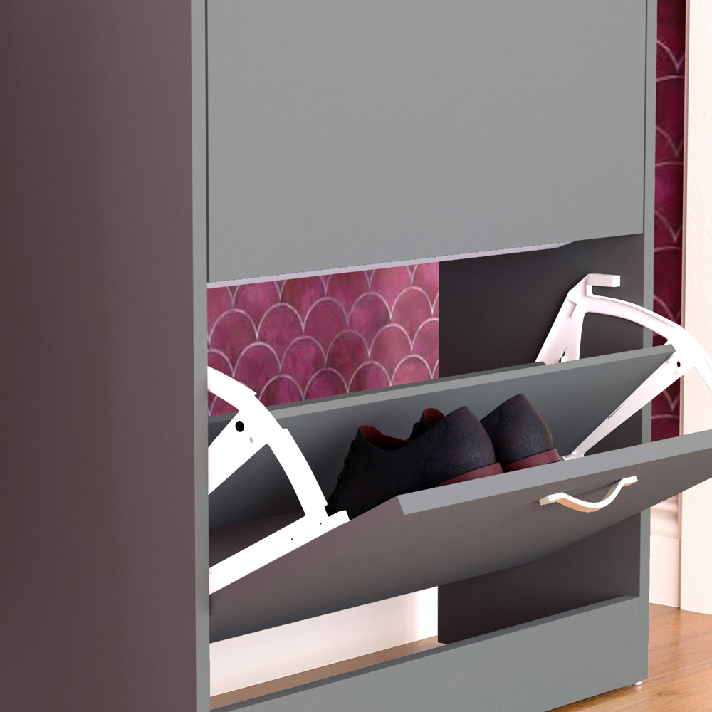 Home Vida Grey 2-Drawer Shoe Cabinet Rack Image 6