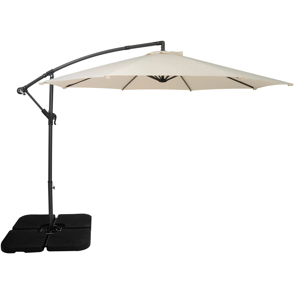MonsterShop Cream Cantilever Parasol with Square Base 3m Image 1