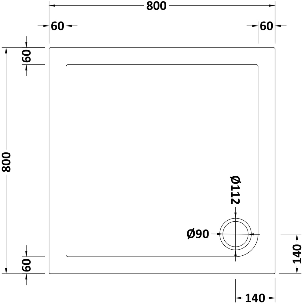 nuie Square Slip Resistant Shower Tray 800 x 800mm Image 2