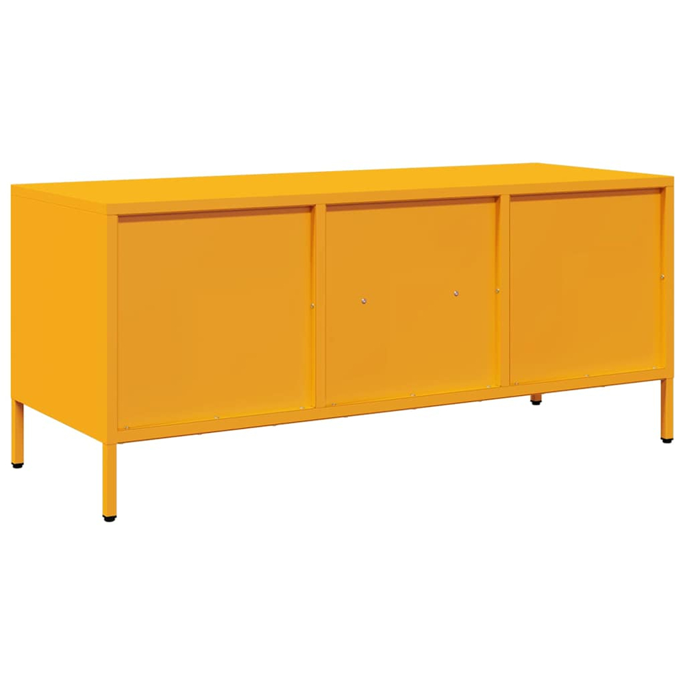 vidaXL 2 Drawer 2 Shelf Mustard Yellow Steel Industrial Style TV Cabinet Image 5