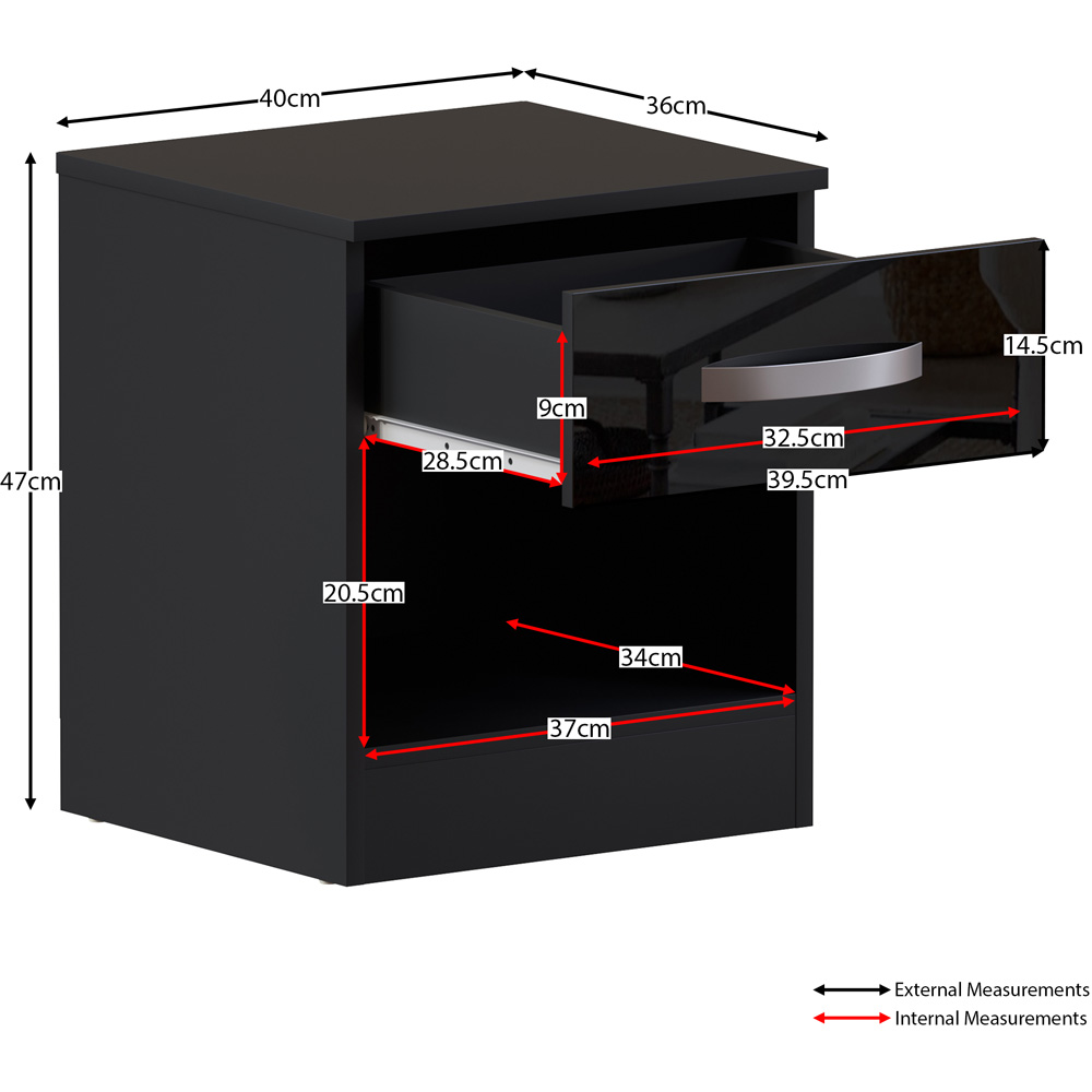 Vida Designs Hulio Single Drawer Black Bedside Table Image 8