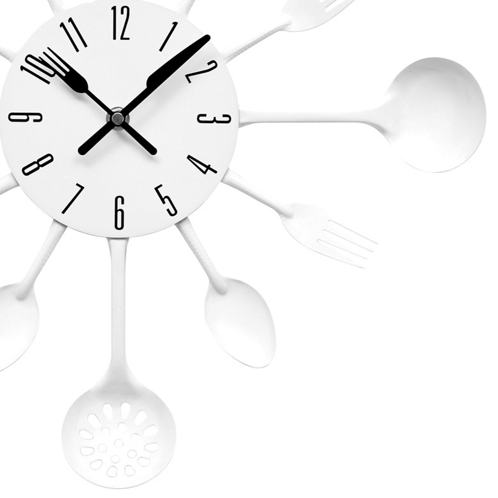 Premier Housewares White Cutlery Metal Wall Clock Image 4