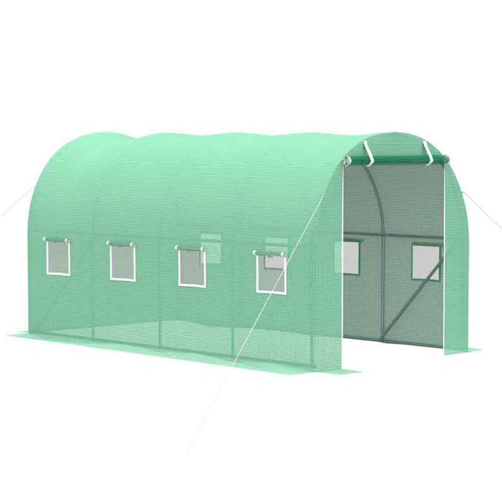 Outsunny Green PE 6.6 x 13ft Walk in Polytunnel Greenhouse Image 1
