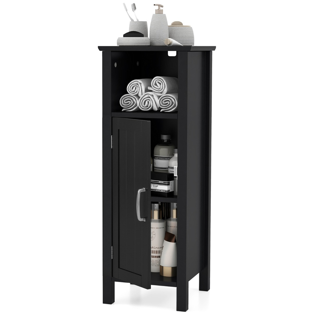 Costway Single Door Single Shelf Black Narrow Freestanding Cabinet Image 2