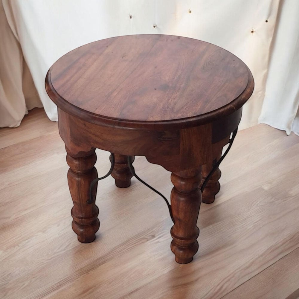 Acacia Home Brown Wooden Round Table Image 3