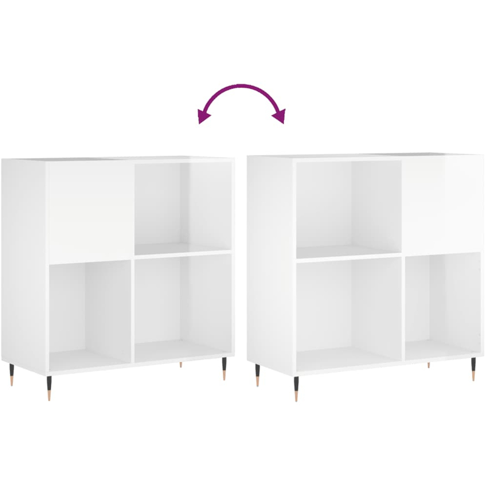 vidaXL 2 Shelf High Gloss White Record Cabinet Image 7