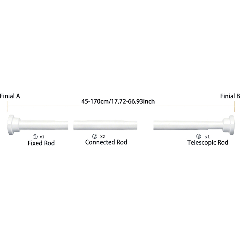 Living and Home 45-170cm White Stainless Steel Telescopic Curtain Rod Image 8