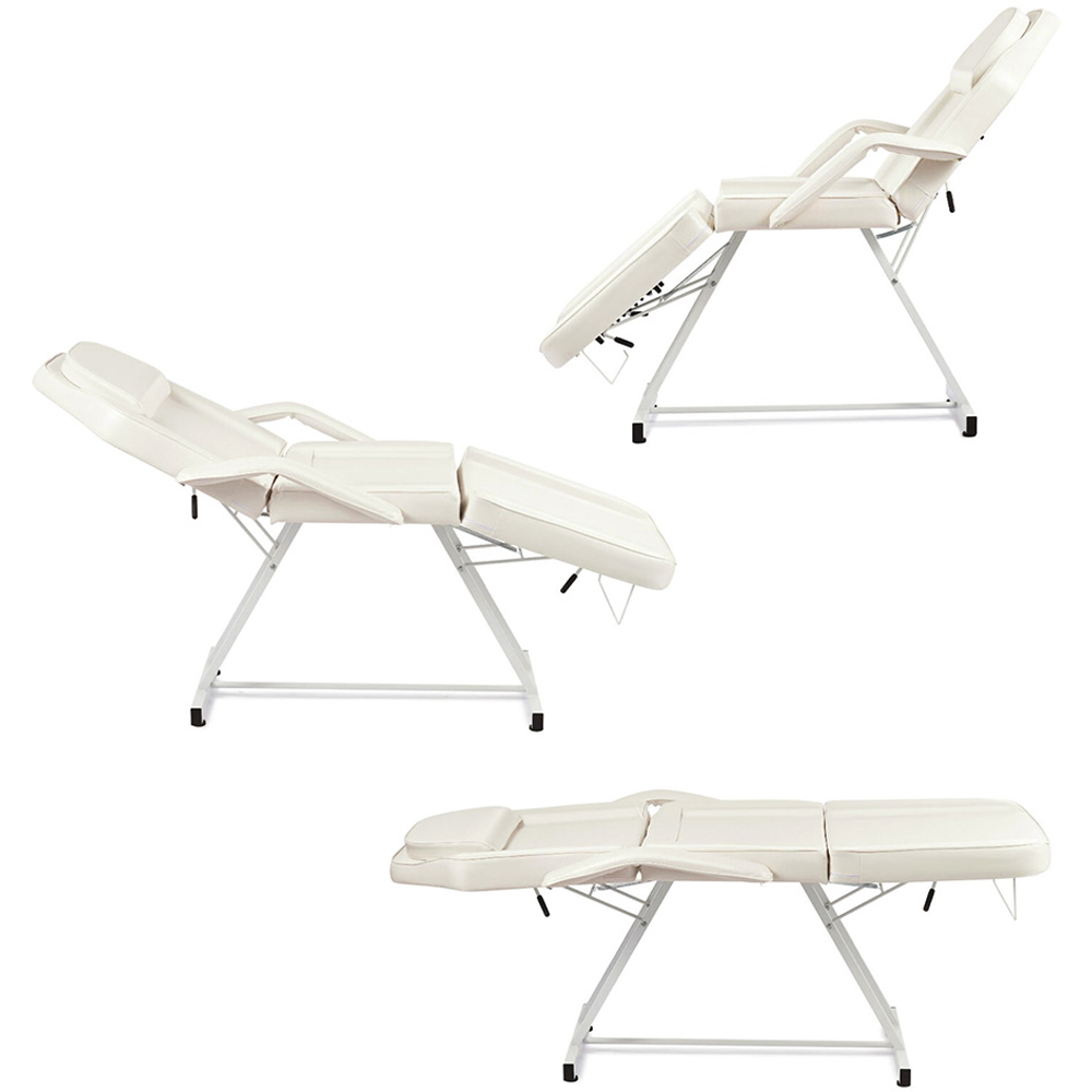 Living and Home White Adjustable Massage Table and Chair Set with Headrest Image 5