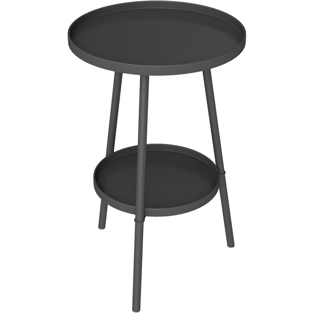 Outsunny Single Shelf Black Round Garden Side Table Image 2