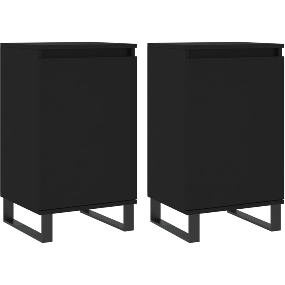 vidaXL Single Door Black Sideboard Set of 2 Image 2