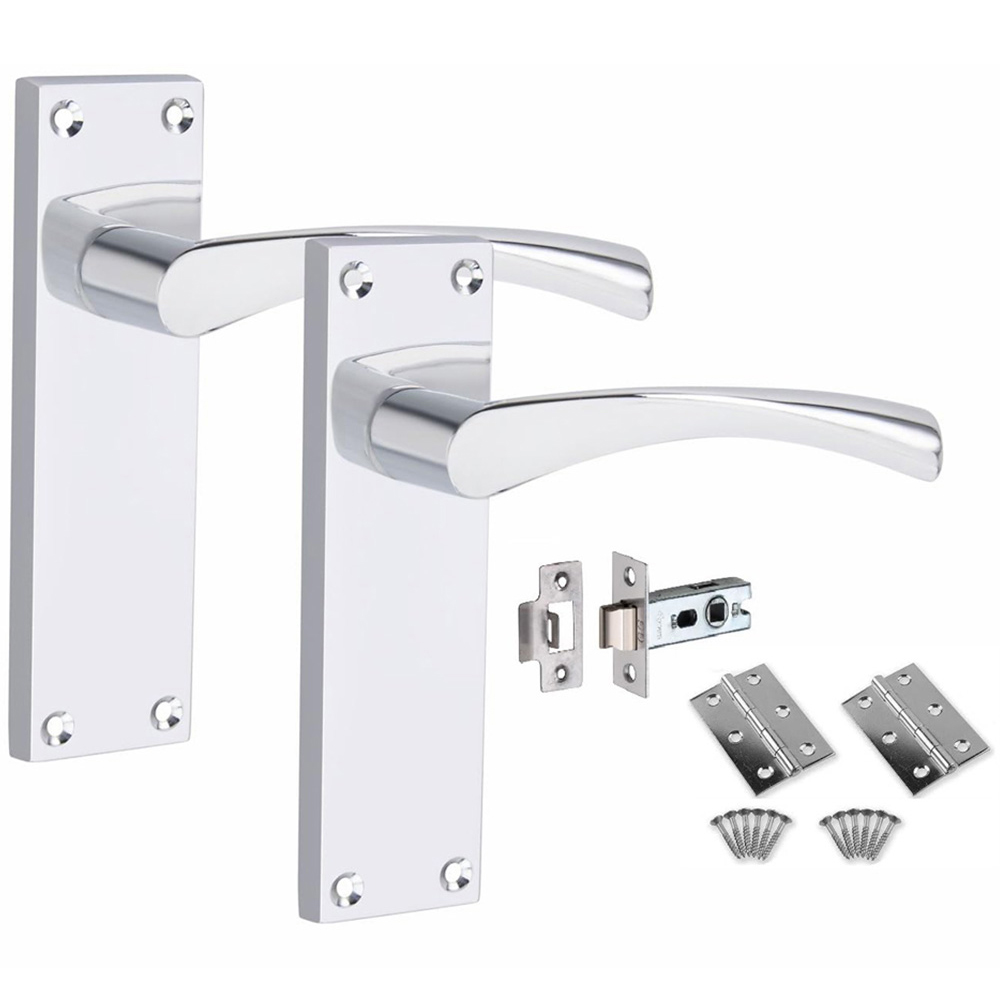 Golden Grace Polished Chrome Victorian Scroll Astrid Door Handle Set Image 1