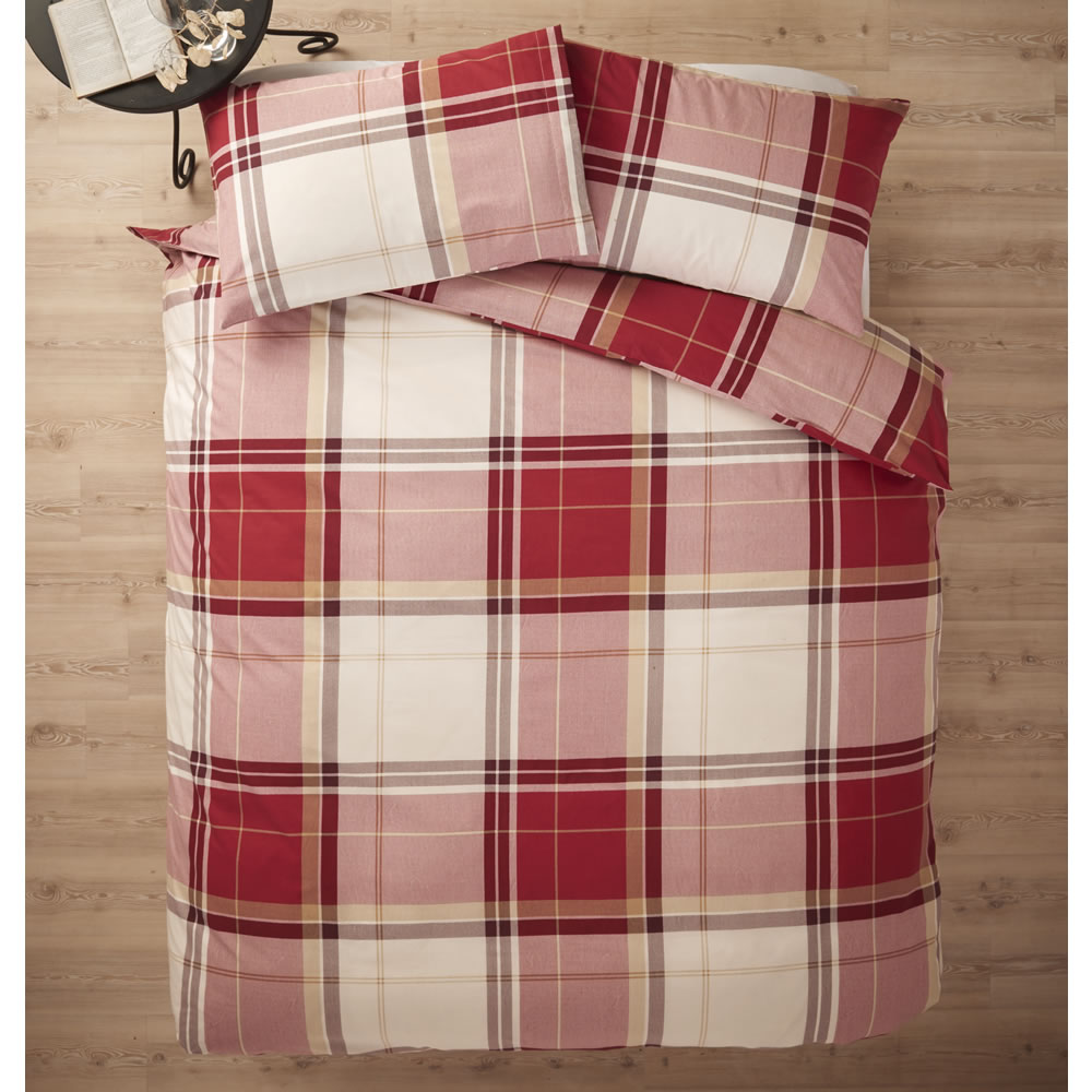 Wilko Red Checked Design Double Duvet Set Wilko