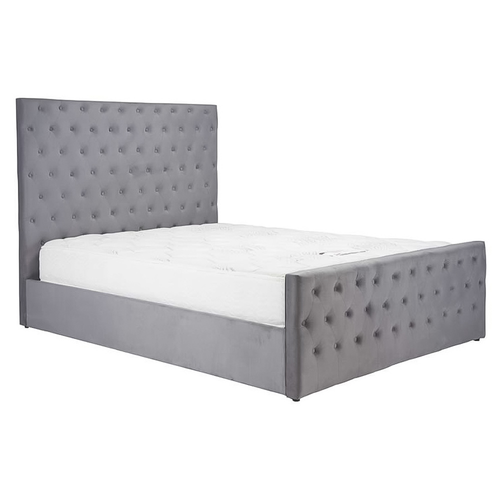 Marquis King Size Grey Velvet Ottoman Bed Image 2