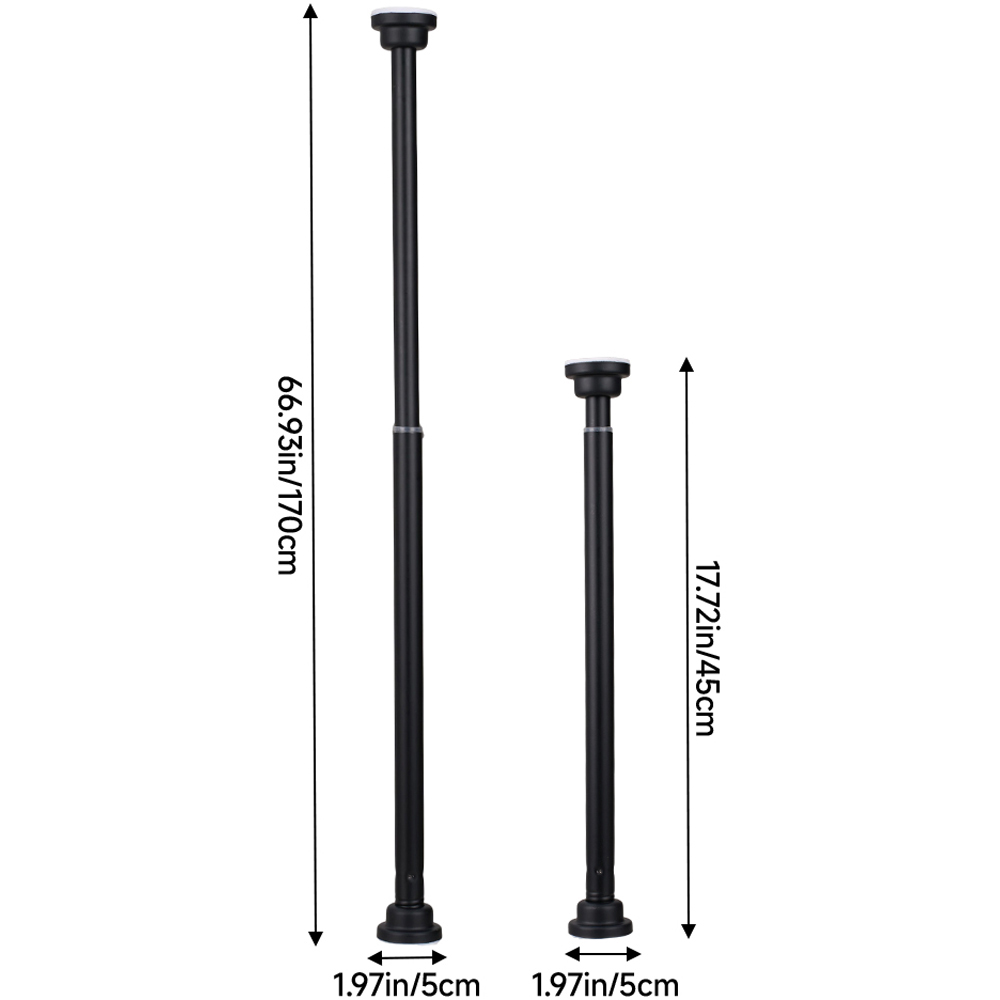 Living and Home 45-170cm Black Stainless Steel Telescopic Curtain Rod Image 8