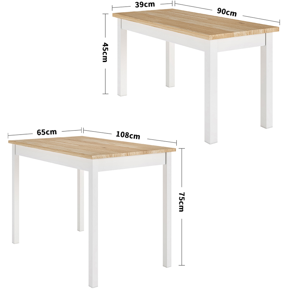 Living and Home 4 Seater White Wooden Dining Table and Bench Set Image 9