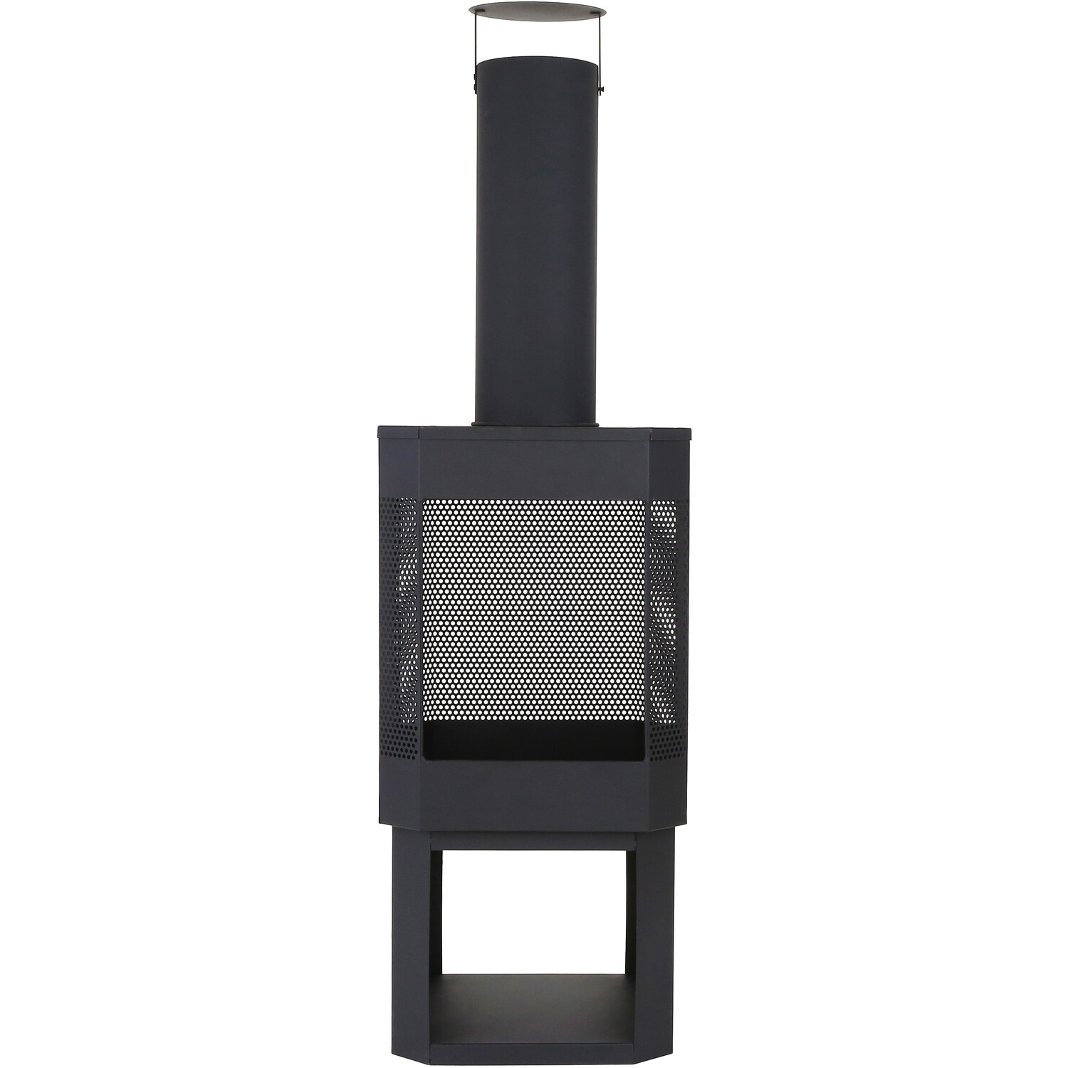 Perforated Chimenea with Log Store Black Image 3