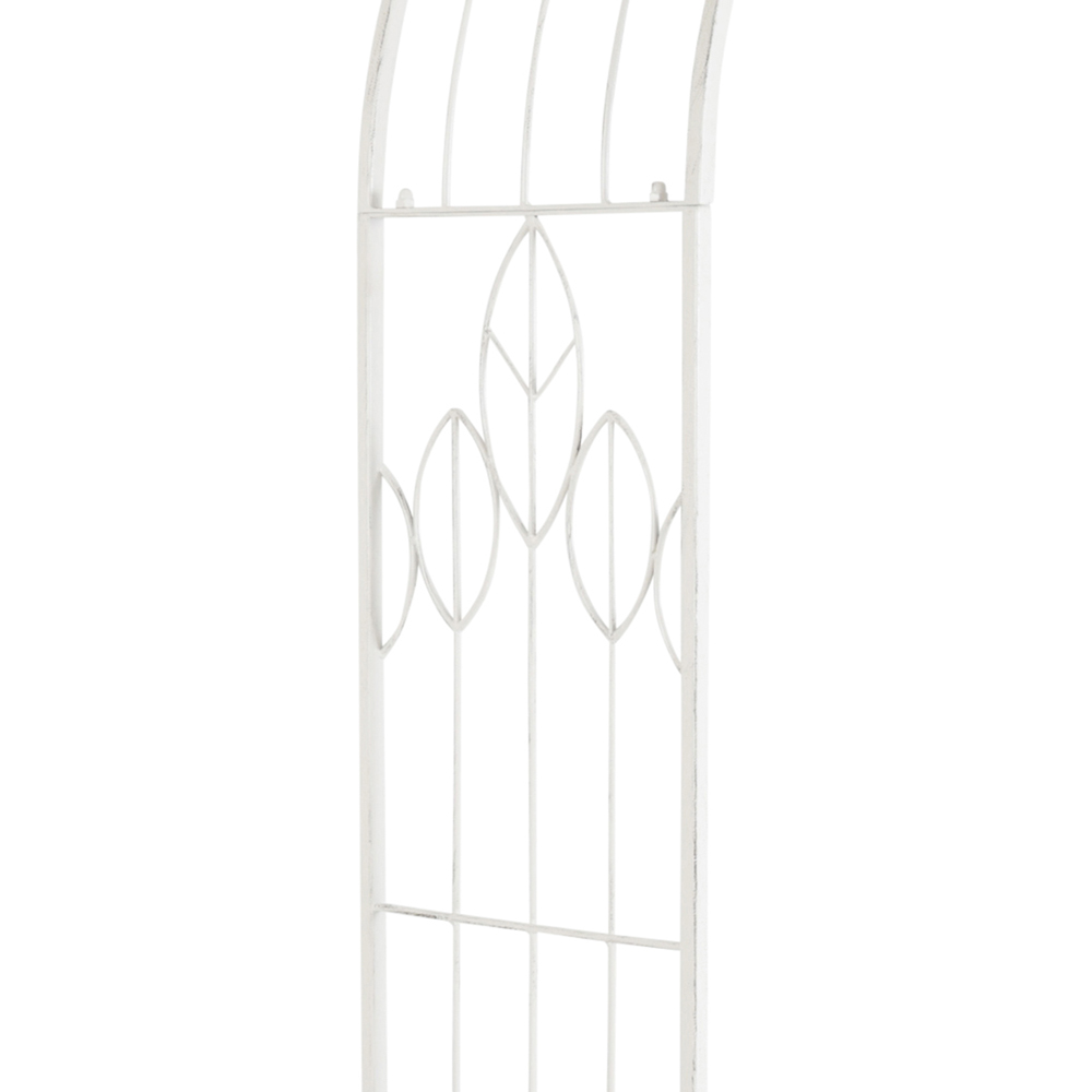 Charles Bentley 6.9 x 1.2 x 3.4ft Antique White Rustic Metal Leaf Pattern Garden Arch Image 4