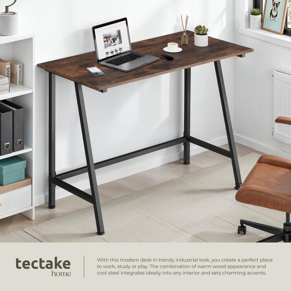 tectake Newton Industrial Dark Wood Desk Image 4