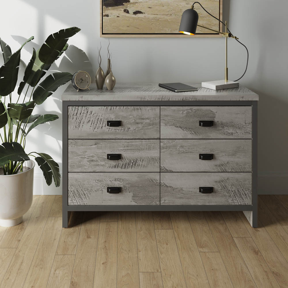 GFW Boston 6 Drawer Grey Chest of Drawers Image 5