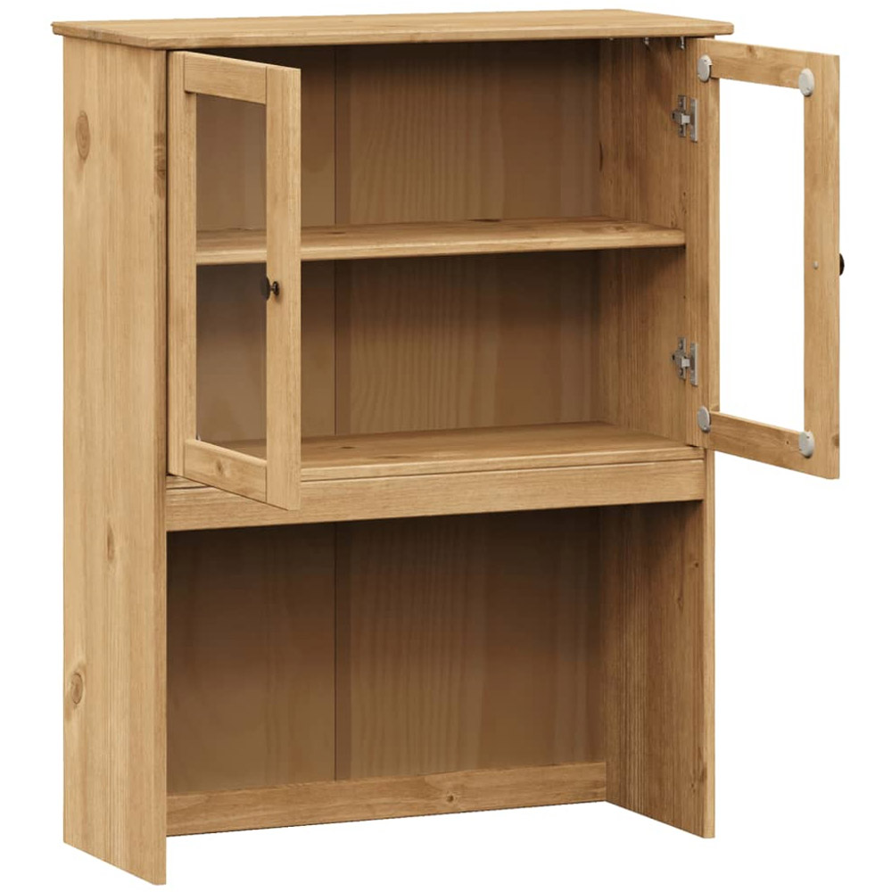 vidaXL 2 Door Brown Solid Wood Pine Dresser Top Storage Unit Image 5