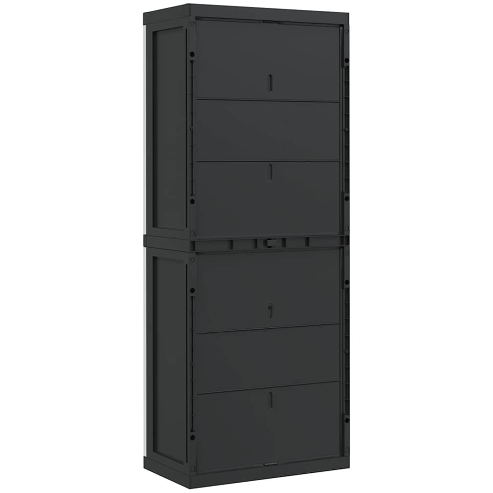 vidaXL 2 Door Grey and Black Outdoor Storage Cabinet with Black Handle Image 5