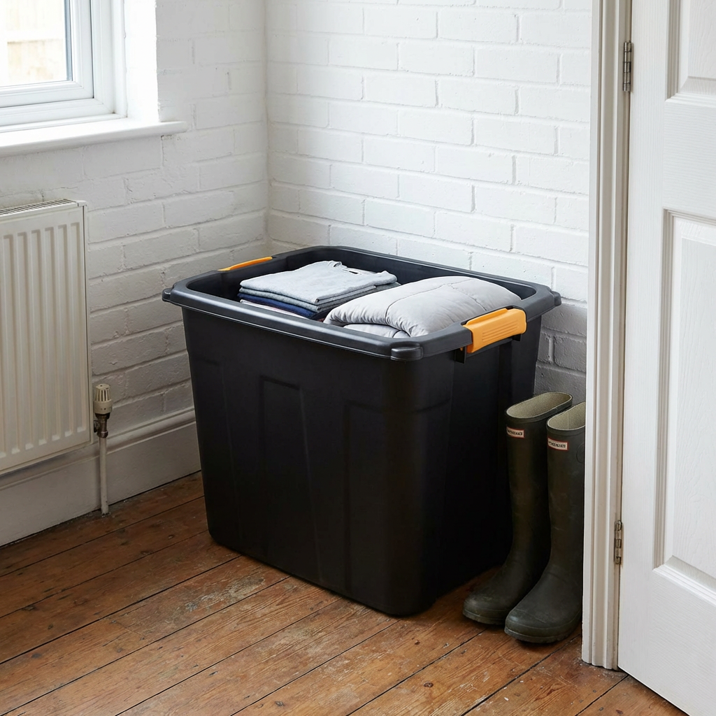 120L Black Lockable Storage Box with Cover Image 6
