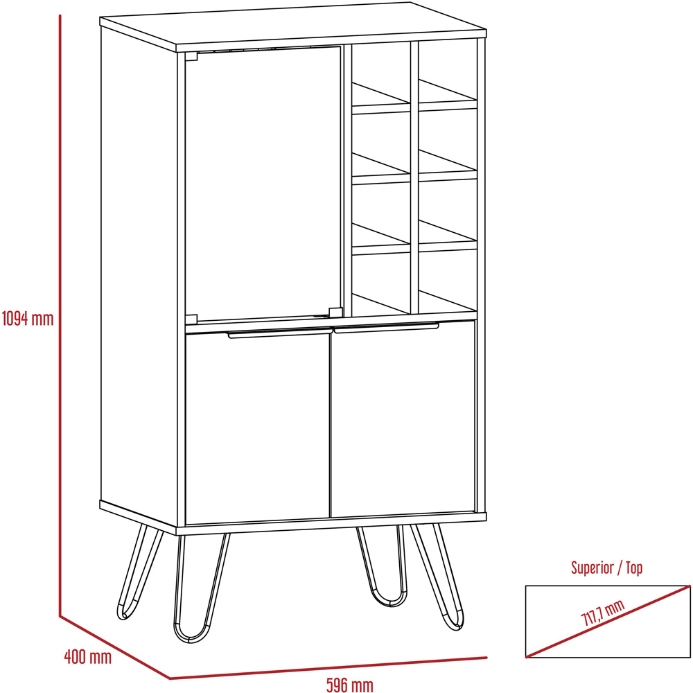 Core Products Vegas 3 Door Oak and Grey Wine Cabinet Image 6