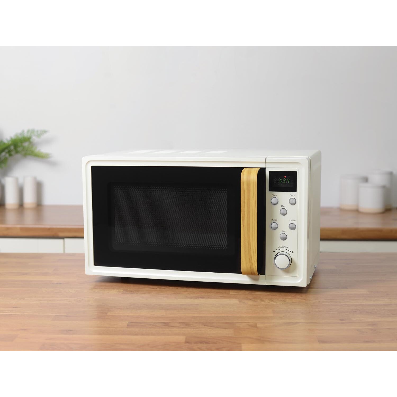 Oslo Cream and Wood Effect 20L Microwave Image 5
