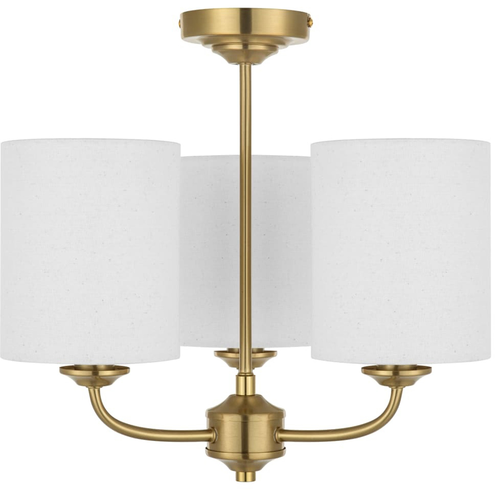 Cosylyte Winston 3 Light Classic Faux Linen Drum Shade Brass Ceiling Light Image 6