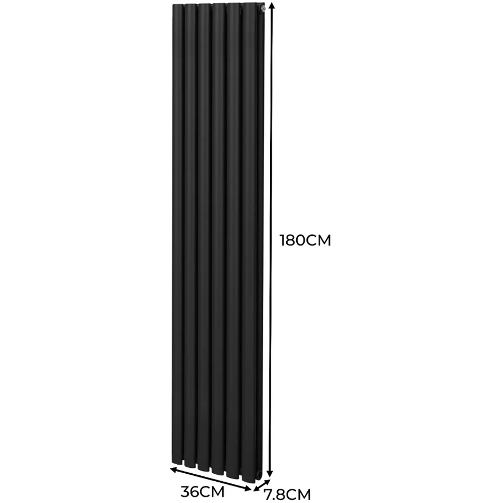 Monster Shop 4816BTU Black Oval Column Radiator and Valves 1800 x 360mm Image 6