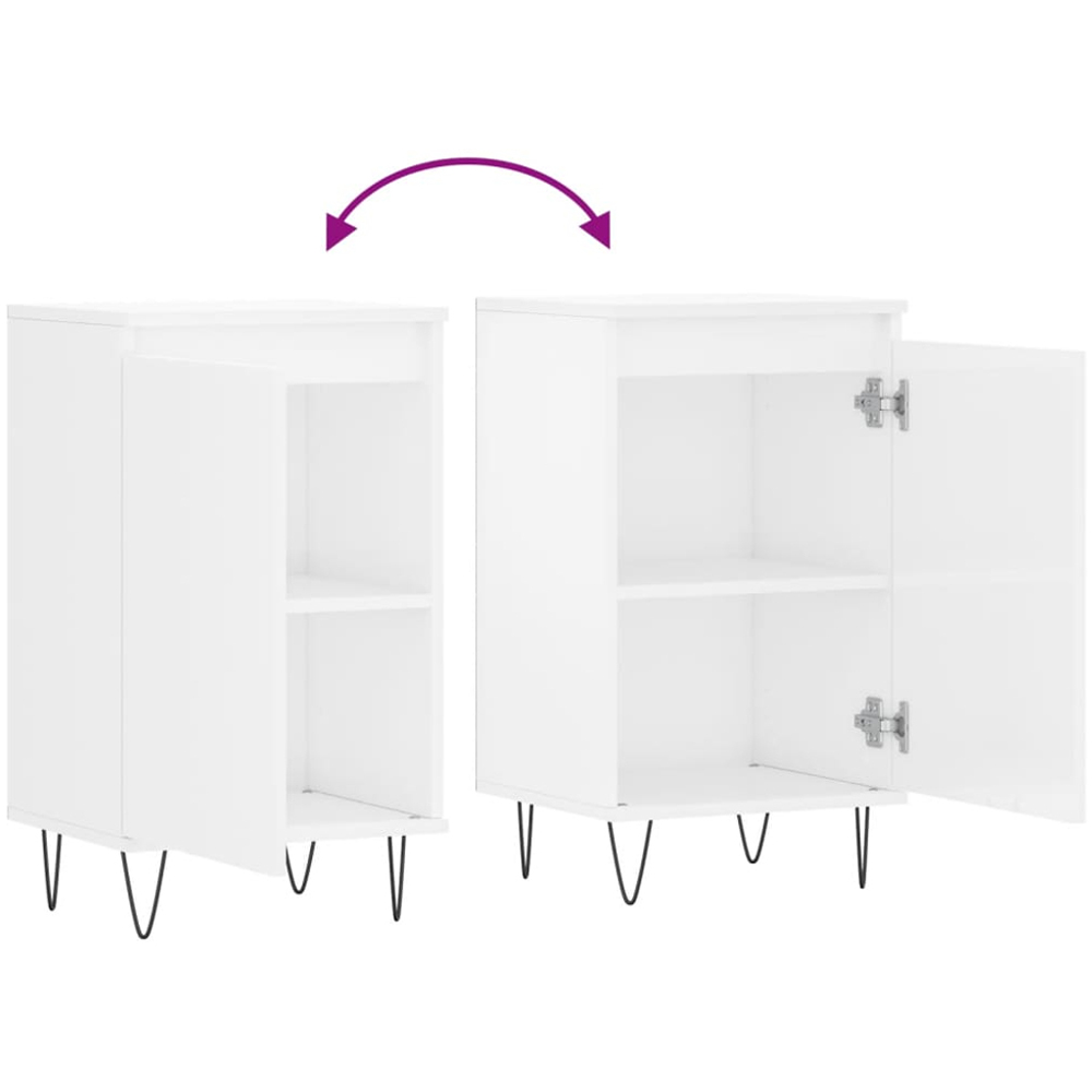 vidaXL Single Door High Gloss White Sideboard Set of 2 Image 9
