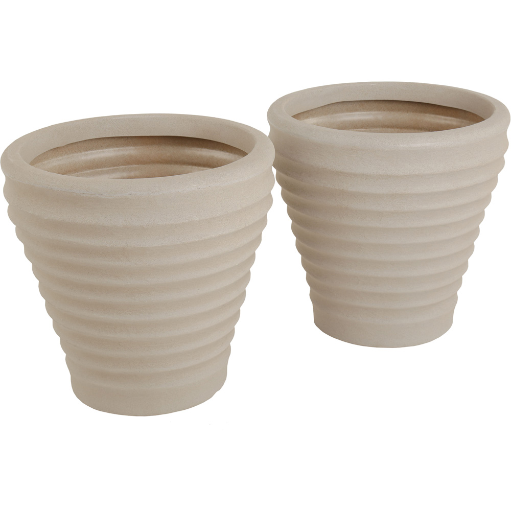 Charles Bentley Moroccan Small Stone Planters 2 Pack Image 1