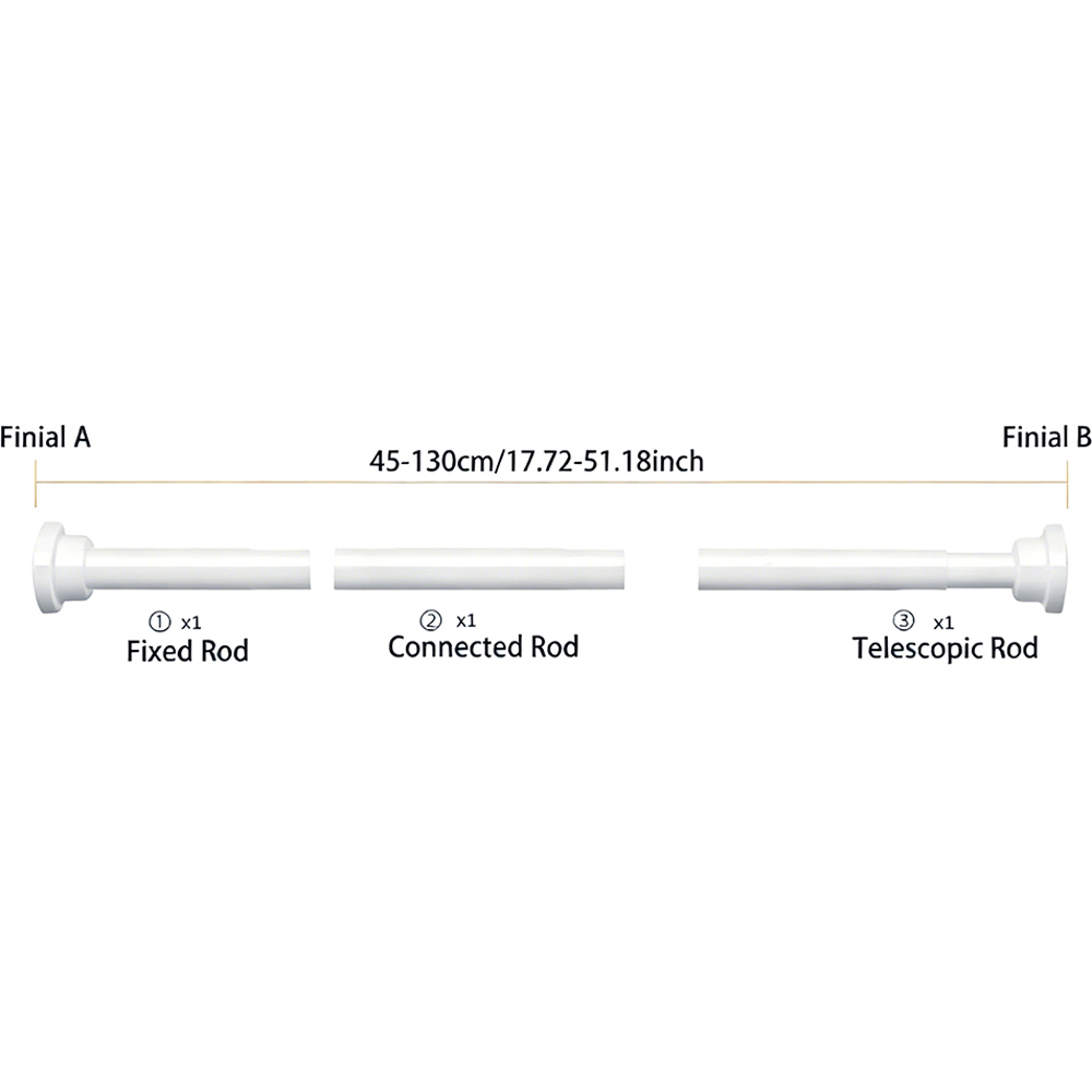 Living and Home 45-130cm White Stainless Steel Telescopic Curtain Rod Image 8