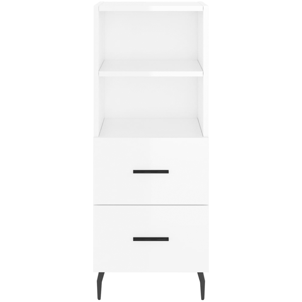 vidaXL 2 Drawer 2 Shelf High Gloss White Sideboard Image 6