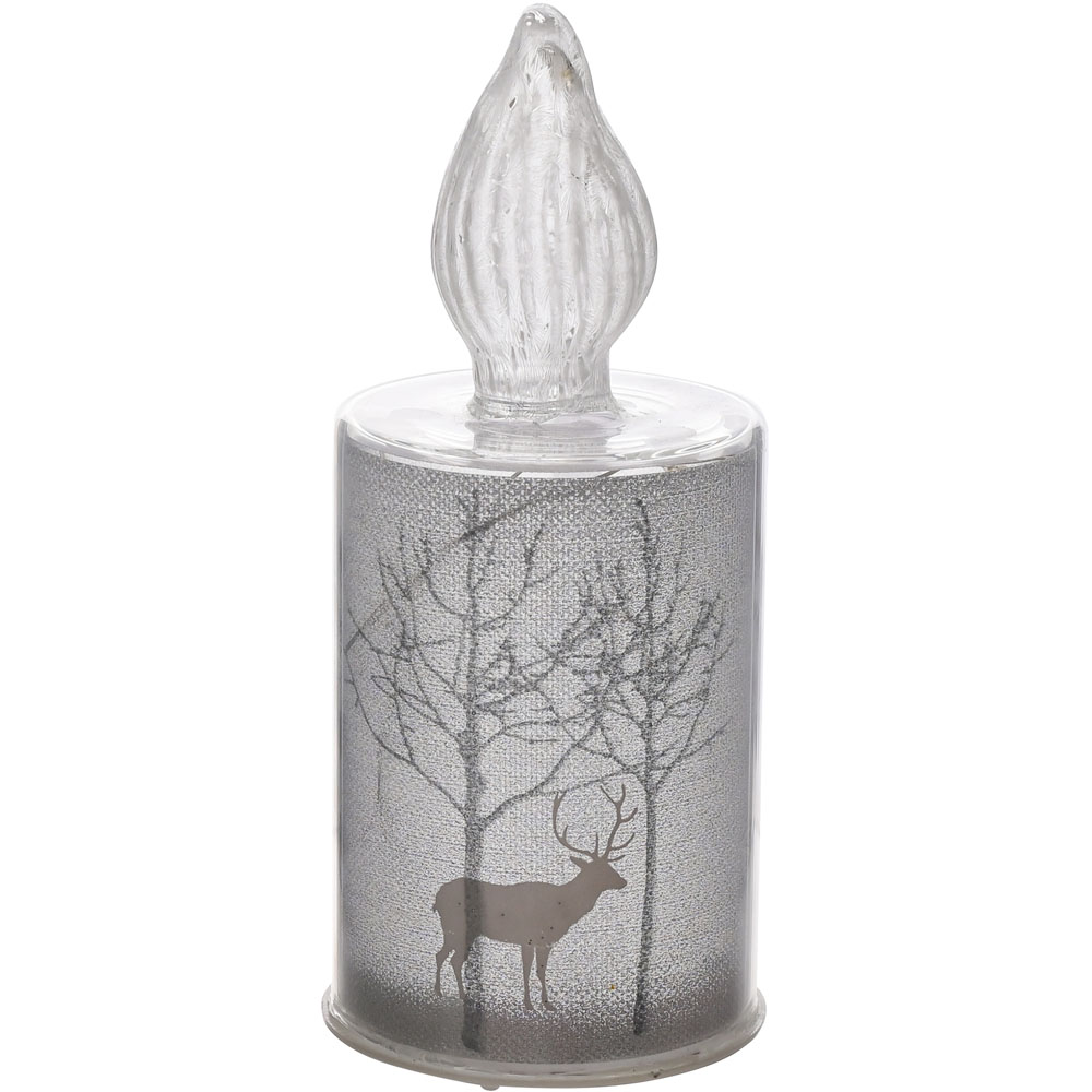 The Christmas Gift Co White LED Forest Scene Glass Candle Small Image 3