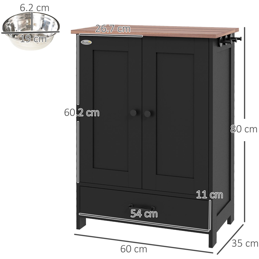 PawHut Black Pet Feeding Station with Storage Image 9