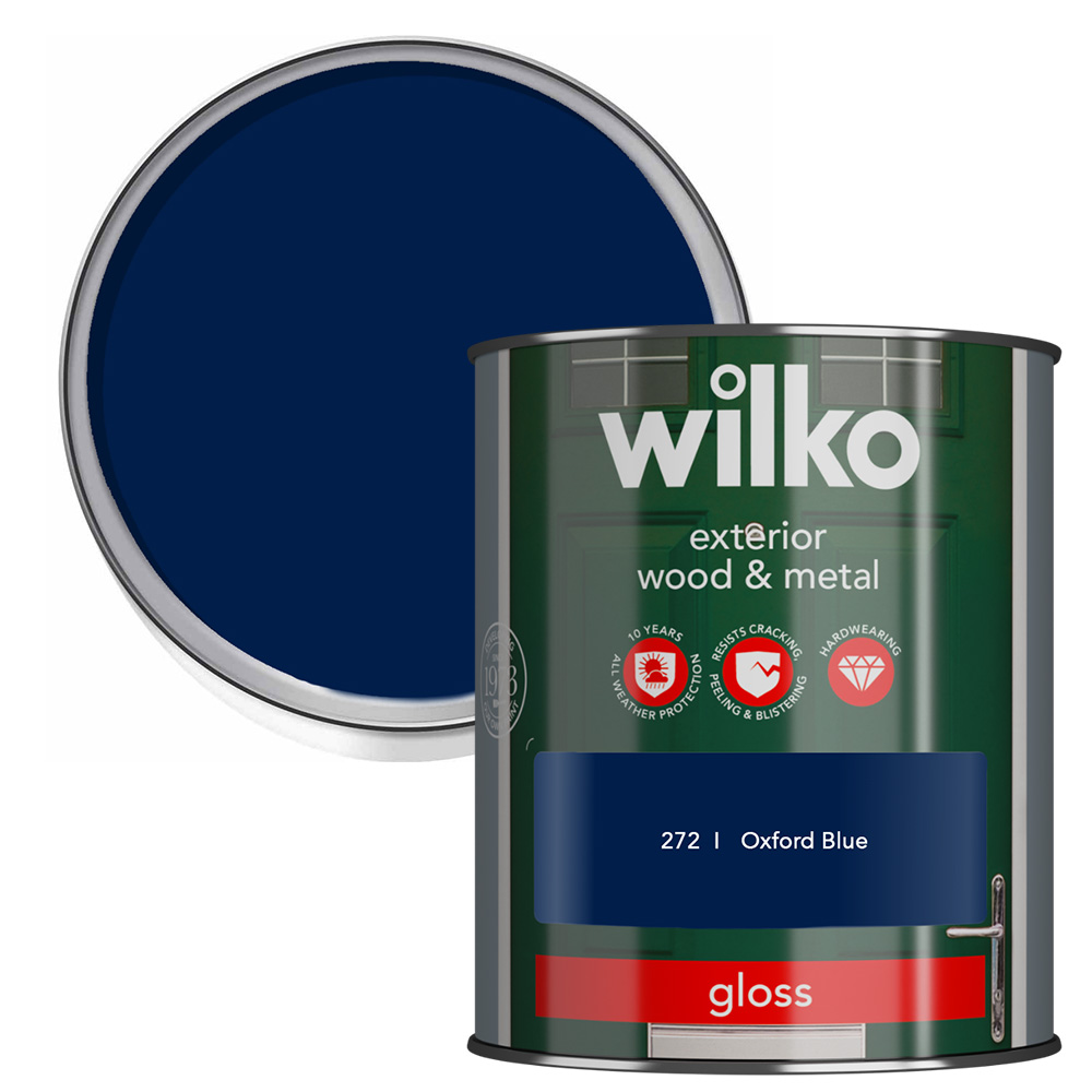 Wilko Wood and Metal Oxford Blue Gloss Paint 750ml Image 1