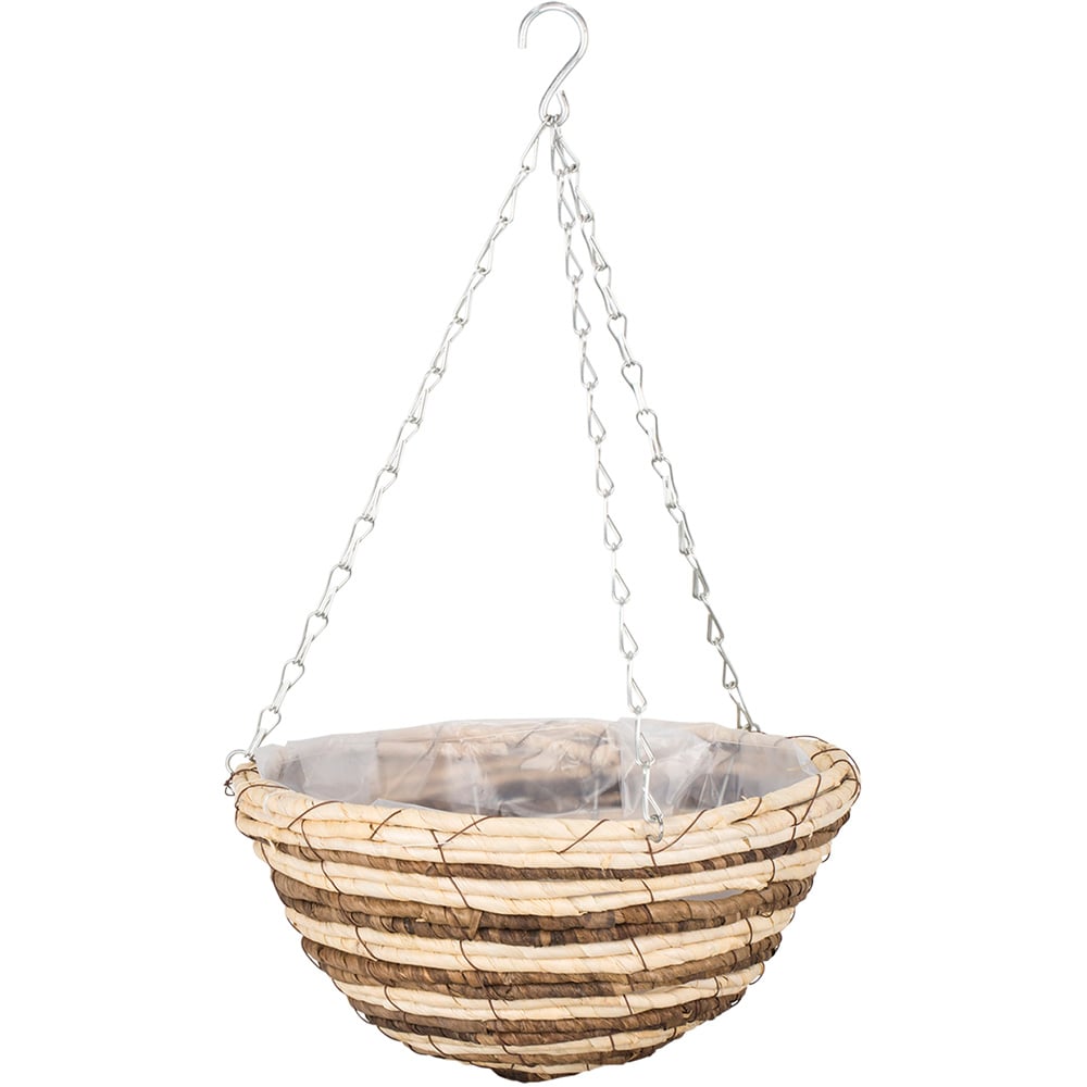 My Garden 12 inch Banana Leaf Ropes Round Hanging Basket Image