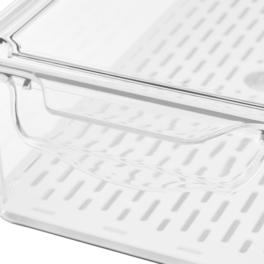 Living and Home Clear Stackable Fridge Organiser Storage Box Set with Draining Board 4 Pack Image 6
