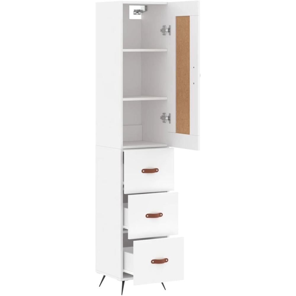 vidaXL Single Door 3 Drawer White Highboard Image 4