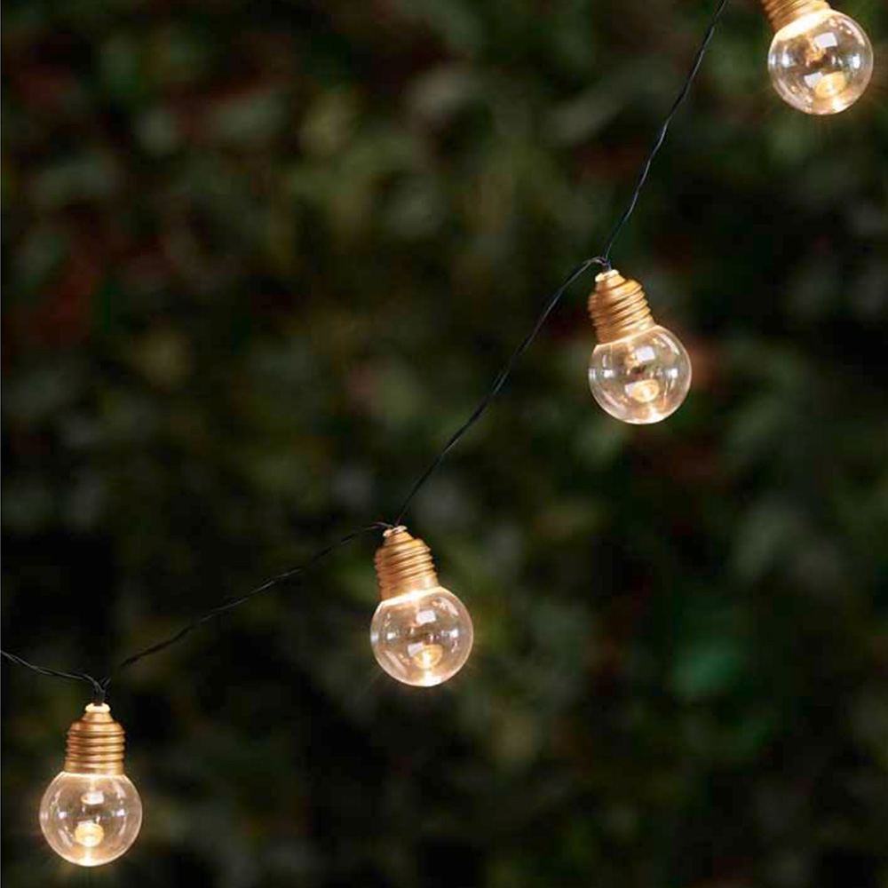 Wilko 30 Pack Clear and Brass Garden Solar String Lights Image 1