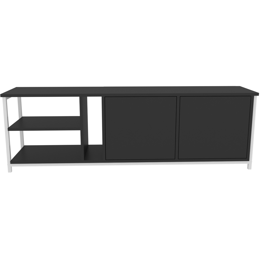 Decorotika Primrose 2 Door 3 Shelf White and Anthracite TV Stand for 72 inch TV Image 3